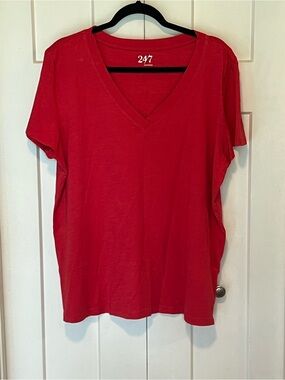 Maurices 24/7 Dawson V-Neck Tee in Tomato Puree Red Sz XL EUC
